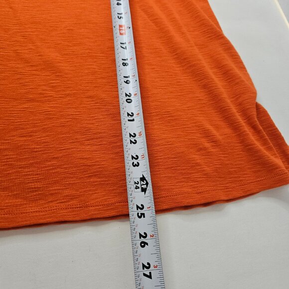 J. Jill 100% Pima Cotton Slub Tee Scoop Neck Side Split Size M Petite Orange Top - Picture 6 of 9